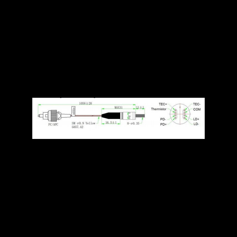 1550nm 窄线宽同轴封装带 TEC 激光器